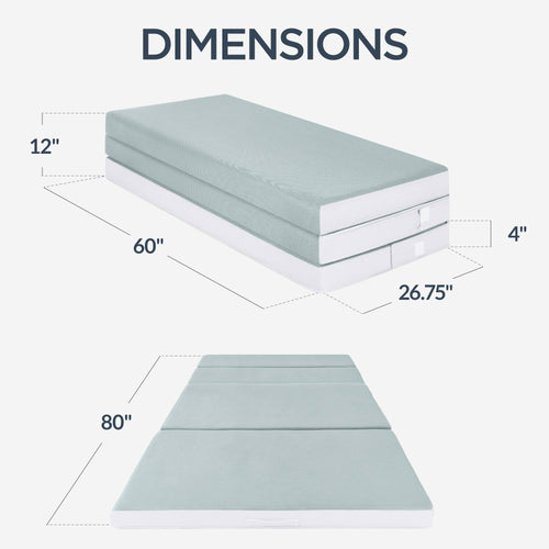 4in Portable Mattress Topper Tri-Fold Mattress Pad - Seafoam