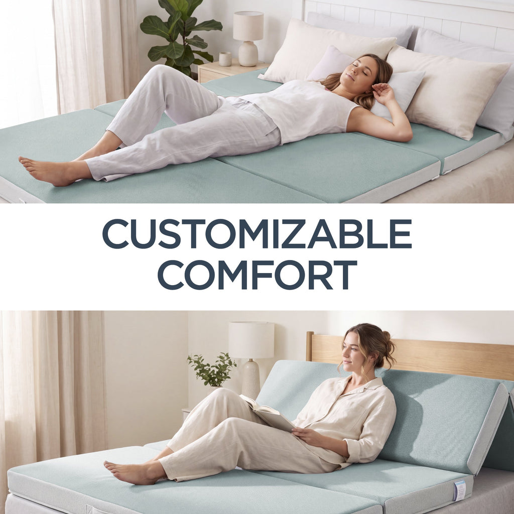 4in Portable Mattress Topper Tri-Fold Mattress Pad - Seafoam