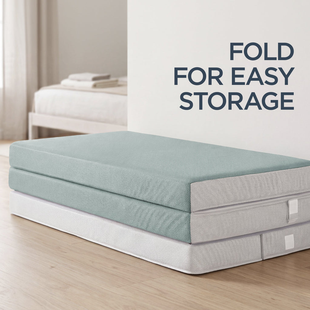 4in Portable Mattress Topper Tri-Fold Mattress Pad - Seafoam