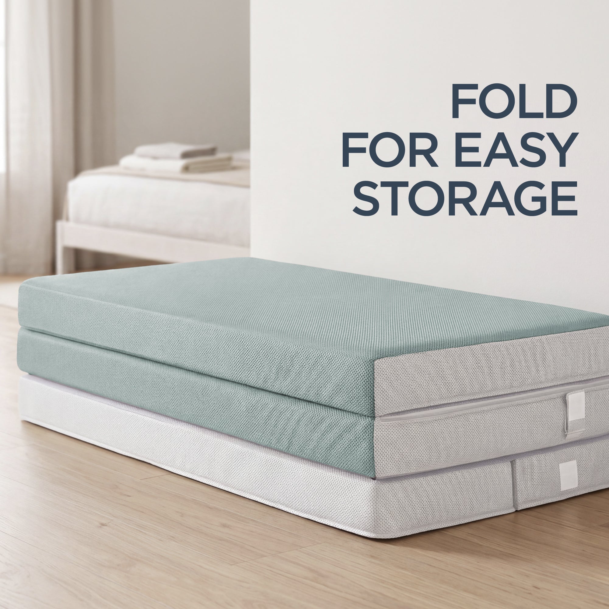 4in Portable Mattress Topper Tri-Fold Mattress Pad - Seafoam