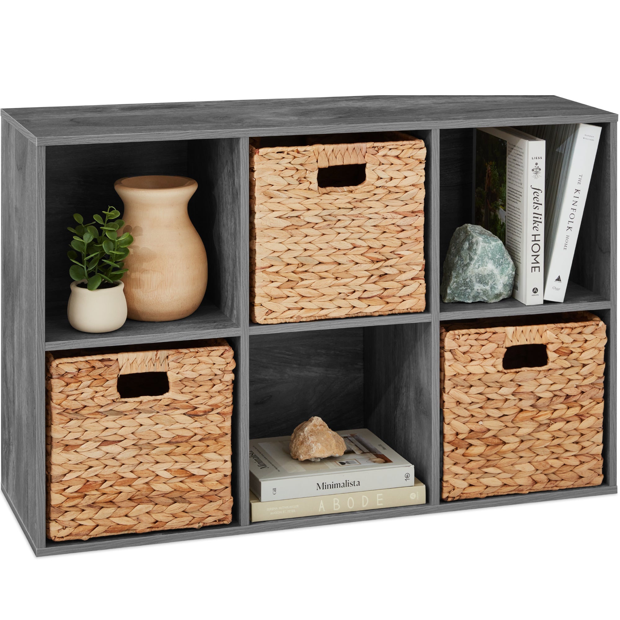 6-Cube Bookshelf 11in Storage Display w/ Removable Panels Customizable