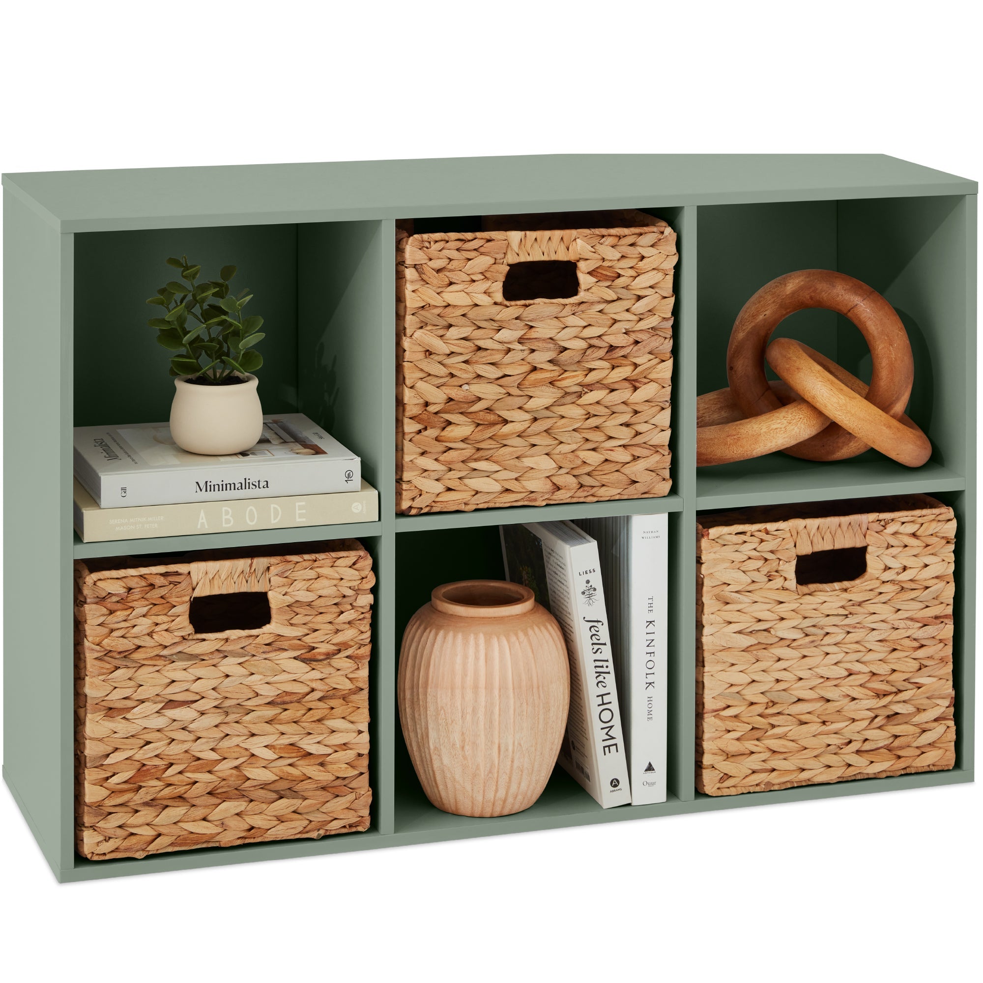 6-Cube Bookshelf 11in Storage Display w/ Removable Panels Customizable