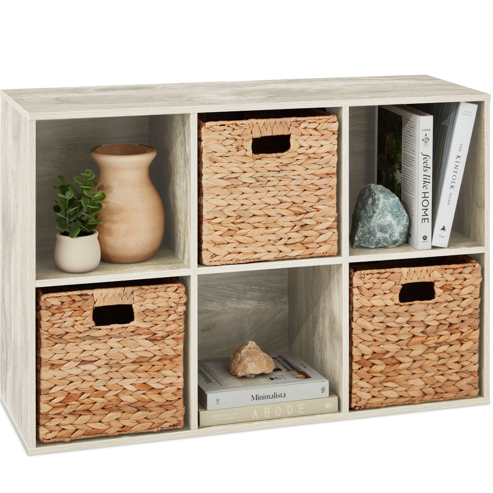 6-Cube Bookshelf 13.5in Storage Display w/ Removable Panels Customizable