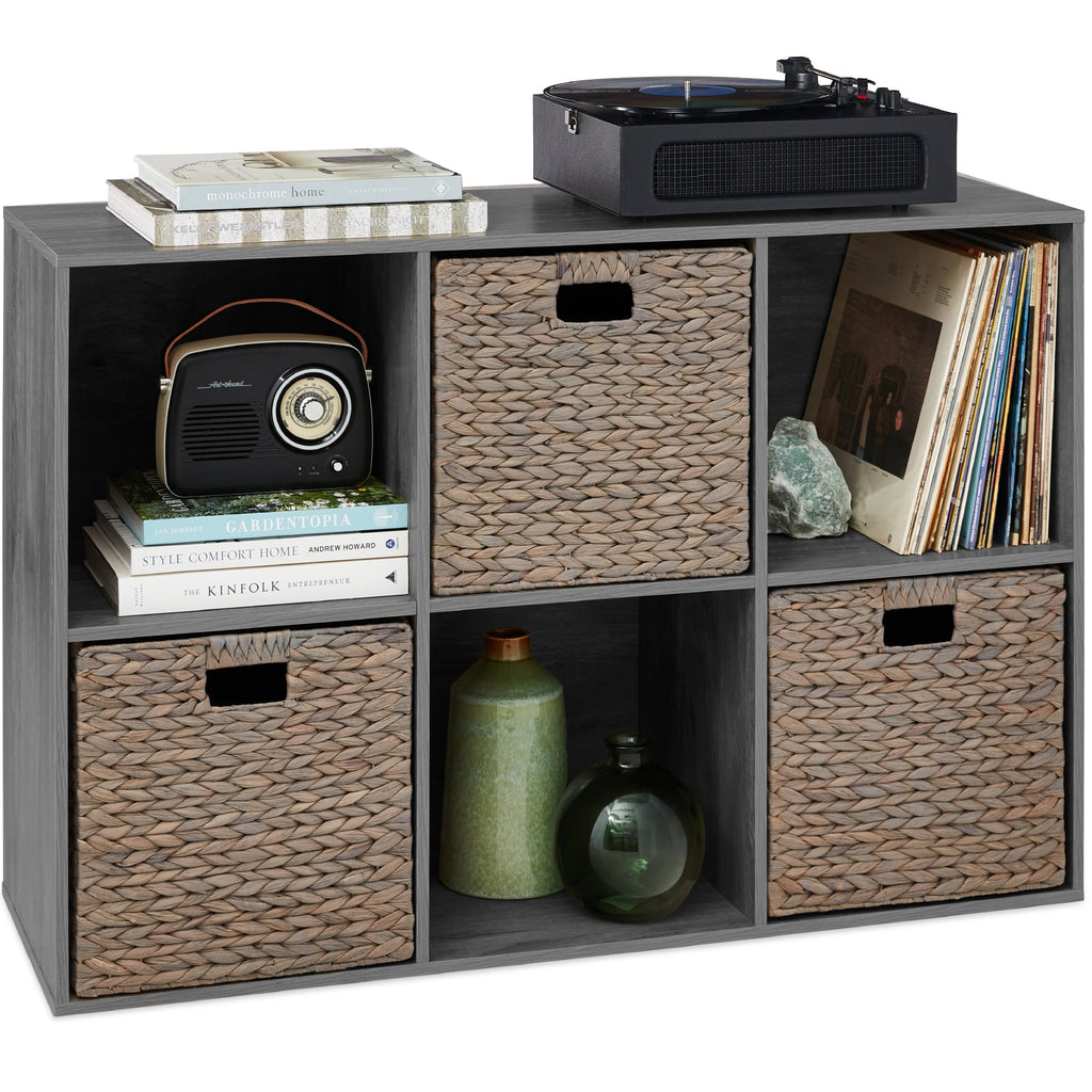 6-Cube Bookshelf 13.5in Storage Display w/ Removable Panels Customizable