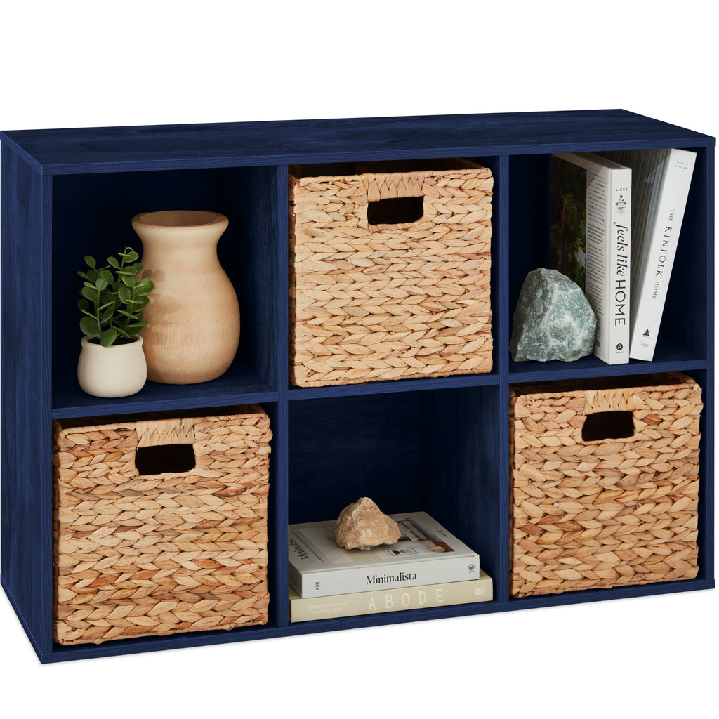 6-Cube Bookshelf 13.5in Storage Display w/ Removable Panels Customizable