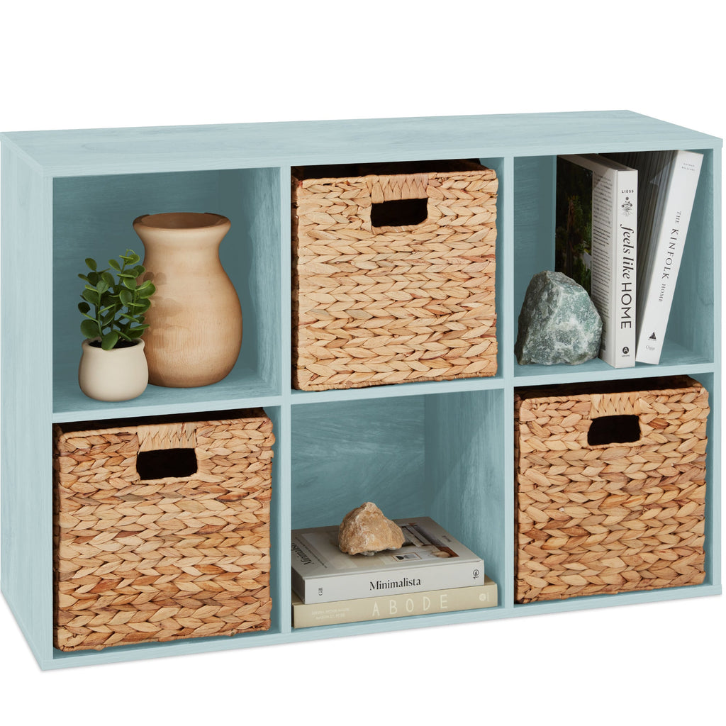6-Cube Bookshelf 13.5in Storage Display w/ Removable Panels Customizable
