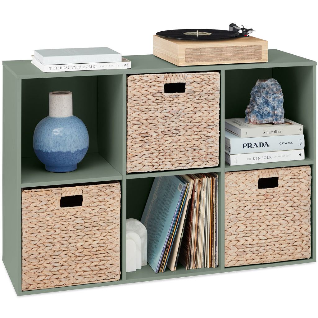 6-Cube Bookshelf 13.5in Storage Display w/ Removable Panels Customizable