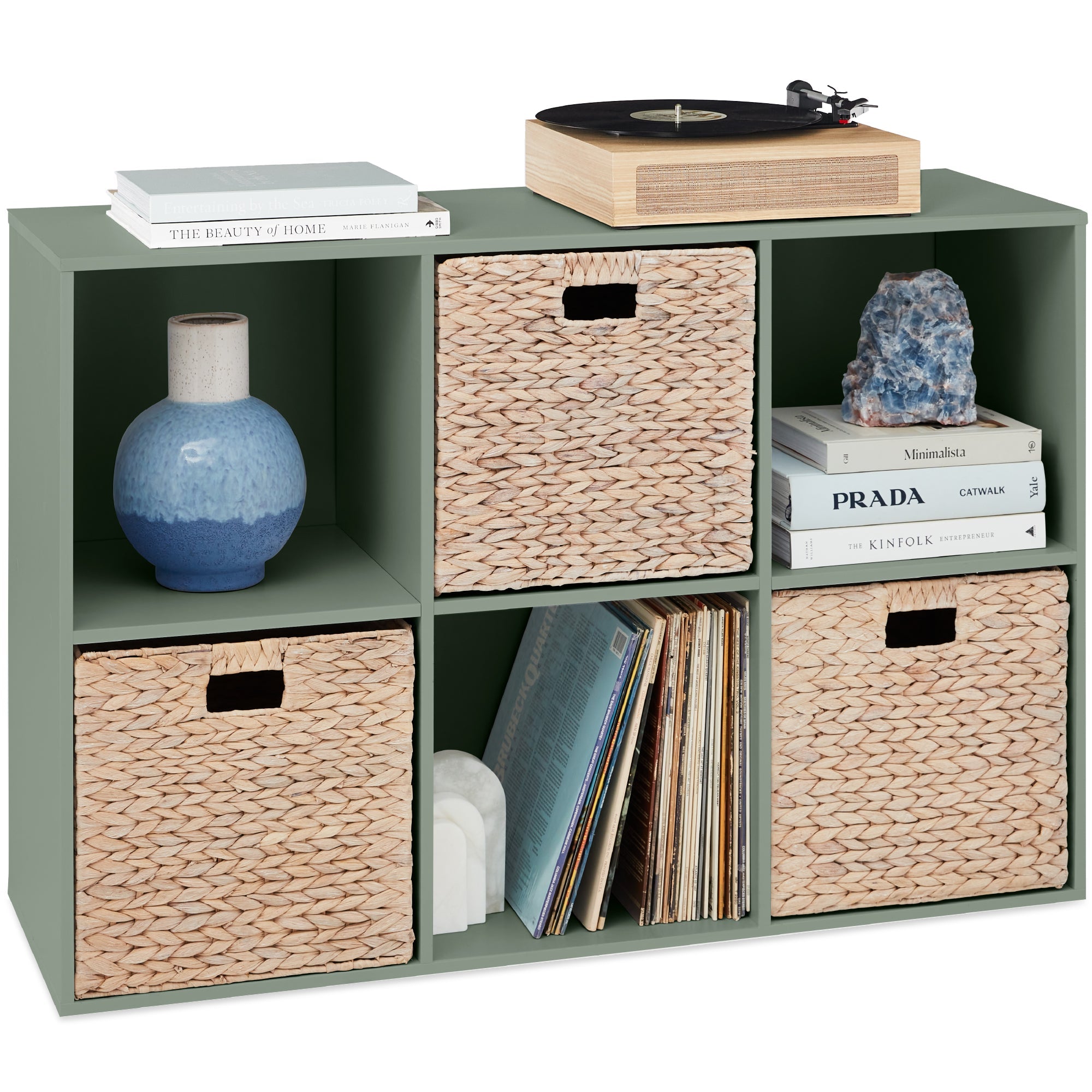 6-Cube Bookshelf 13.5in Storage Display w/ Removable Panels Customizable