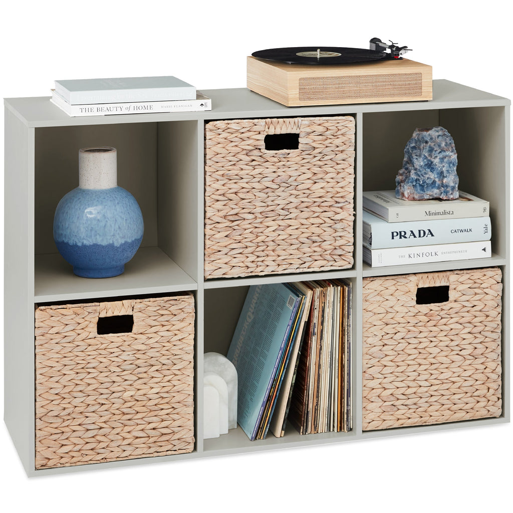 6-Cube Bookshelf 13.5in Storage Display w/ Removable Panels Customizable