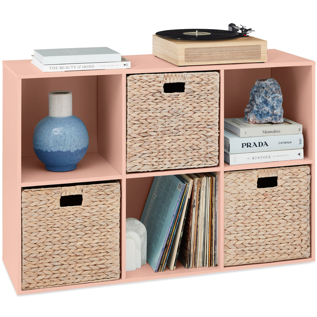 6-Cube Bookshelf 13.5in Storage Display w/ Removable Panels Customizable